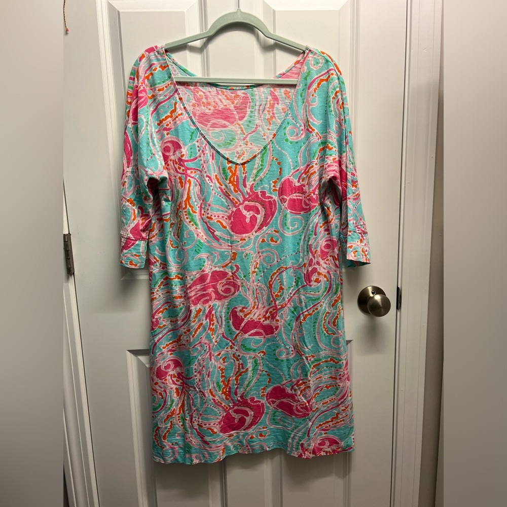 Lilly Pulitzer Eliza dress size L Jellies be jammin blue pink jellyfish